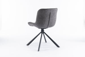 English Elm Mid-Century Modern Swivel Dining Chair Set Of 2 - Elegant Tufted Accents, Metal Legs, Dark Gray T3903P405989