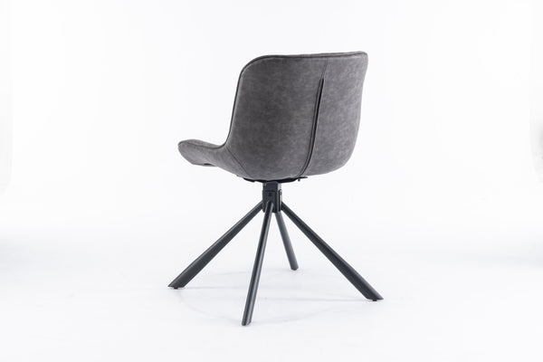 English Elm Mid-Century Modern Swivel Dining Chair Set Of 2 - Elegant Tufted Accents, Metal Legs, Dark Gray T3903P405989