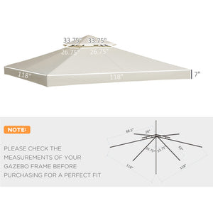 English Elm Outsunny Two Tier Vented Gazebo Replacement Canopy Uv Resistant Polyester Cover Cream W2225P174269
