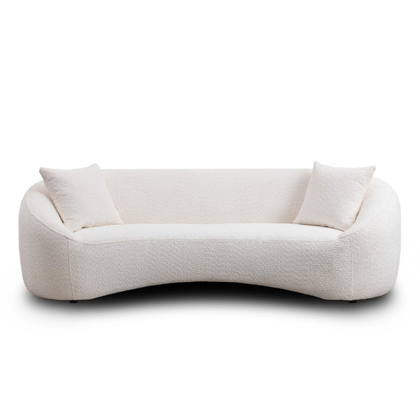 English Elm 3+1, Cloud Curved Boucle Sofa Three Seat Sculptural Arc for Modern Living Rooms W2664S00101