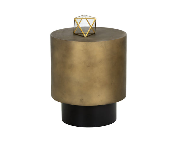 Sunpan Bernaby End Table - Elegant Round Design with Hand-Painted Finish, Perfect for Contemporary Spaces Antique Brass
