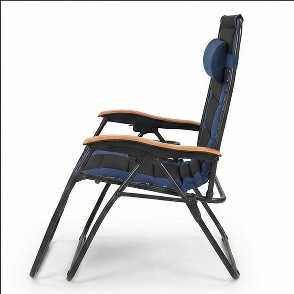 English Elm Oversized Zero Gravity Patio Recliner Breathable Mesh Seat Wood Arms 400 Lb Capacity W5159P431467