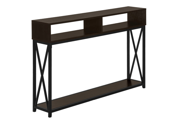 English Elm Accent Table Modern Entryway Console with Grey Laminate Top and Black Criss-Cross Metal Frame, 44" L Espresso 51 L x 11 W x 7 H B2710P219339