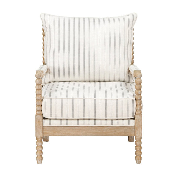 English Elm Classic Three Piece Living Room Set with Striped Fabric Sofa Loveseat and Accent Chair B011S01553