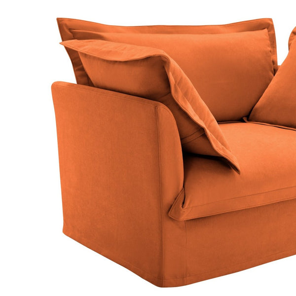 English Elm Streamlined Velvet Modular L-shape Sectional Sofa with Cloud Foam and French Piping Orange W3041S00132
