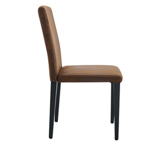 English Elm Four Modern Upholstered Dining Chairs Brown Faux Leather Foam Cushion Metal Legs W1151P359268