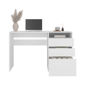 English Elm White Particleboard Writing Desk with Two Deep Drawers for Home Office Storage B062P486489