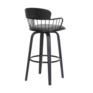 English Elm Willow Swivel Barstool Gray Faux Leather Seat Matte Black Wood Frame Kitchen Island B2736P464839
