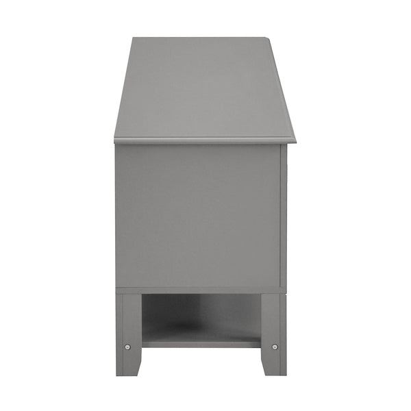 English Elm TV Stand with Modern Sleek Panel Design, Soft-Closing Drawers, Magnetic Doors & Sturdy Storage System Grey WF309280AAK