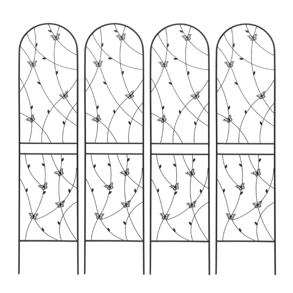 English Elm 4 Pack Powder-coated Metal Garden Trellis Panels Rustproof Climbing Plant Support Outdoor W1586P268062