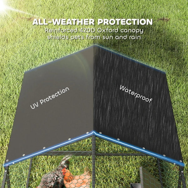 English Elm Spacious Outdoor Chicken Run Steel Enclosure with Predator Proof Mesh and Canopy Cover T3971P500439