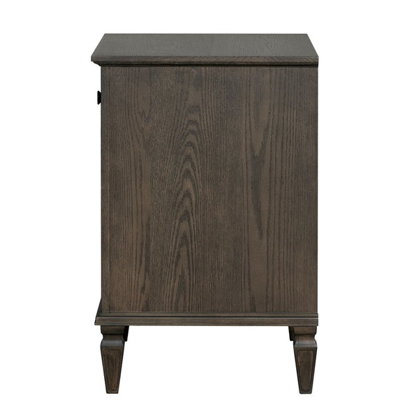 English Elm Victoria Aged Oak Nightstand with Solid Wood Legs, Wire-Brushed Veneer, Drawer & Open Shelf Brown 27.25 L x 22.75 W x 27.25 H B035P341166