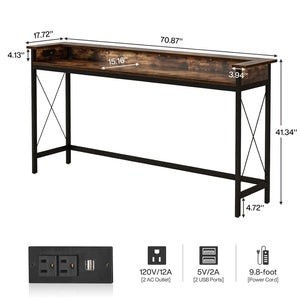 English Elm Hall Console Table Industrial Rustic Two Tier Wood Tone Metal Frame Entryway Sofa T3971P456529