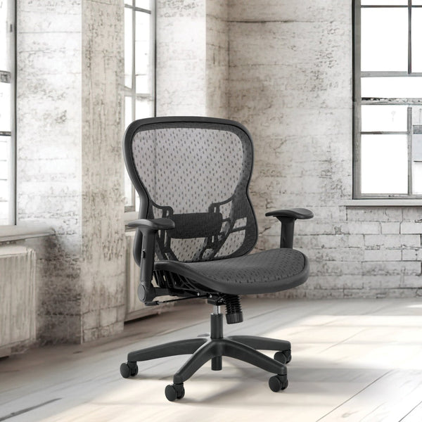 OSP Home Furnishings Deluxe R2 Mesh Ergonomic Office Chair with Lumbar Support and Synchro Tilt Control 529R-R22N1F2