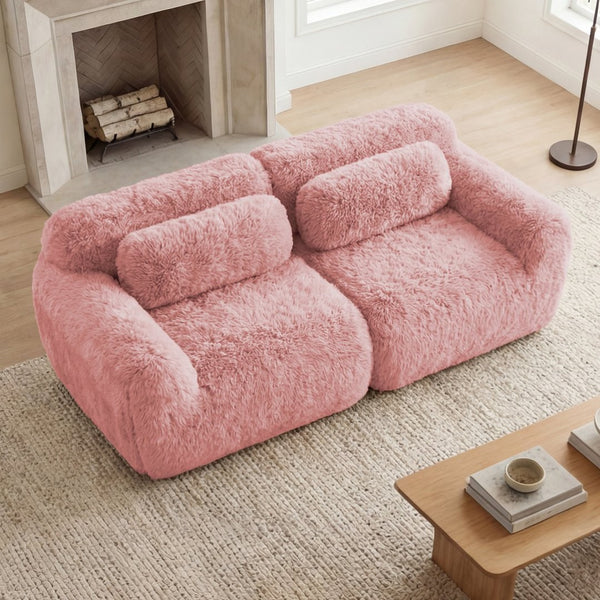 English Elm 2-seater Modular Cloud Sofa Plush Fluffy Sectional with Pillows for Living Room W714P380195