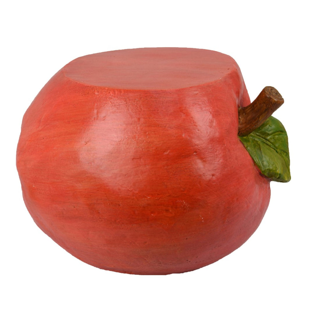 English Elm Apple Shaped Resin Garden Stool Playful Sculpted Side Table for Patio or Entryway B056P417092