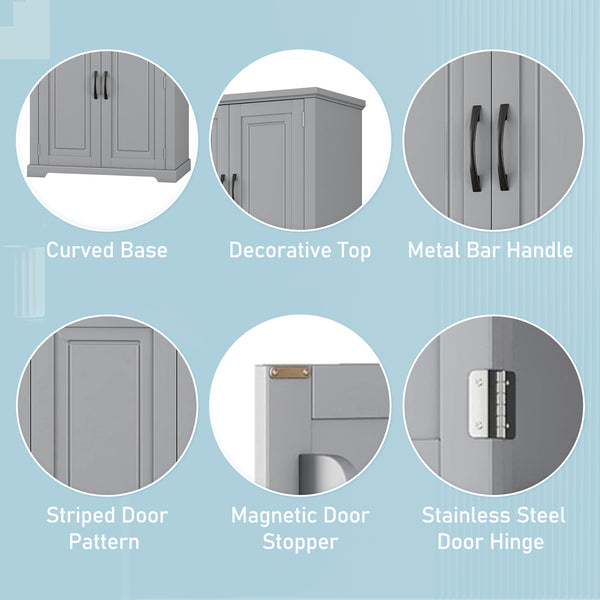 English Elm Christopher Knight Home® - Bathroom Storage Cabinet with Doors Drawer and Adjustable Shelves — MDF Build, Anti-Tip Safety, Modern Appeal Grey N759P241667E