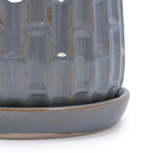 English Elm Set Of 2 Ceramic Flowerpots – Stylish 7" Grey Planters For Modern Home & Garden Decor Essentials W3273P322306-GIGA