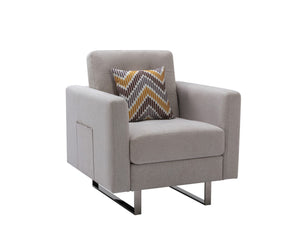 English Elm Vittoria Tufted Linen Accent Chair with Pocket Coil Support and Built-in Side Storage B2749P413355