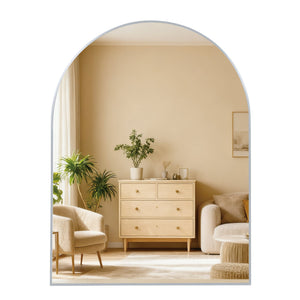 English Elm 30x36 Arched Bathroom Mirror with Anti-Rust Metal Frame, Shatterproof HD Glass, Easy Install Silver W2203P387491