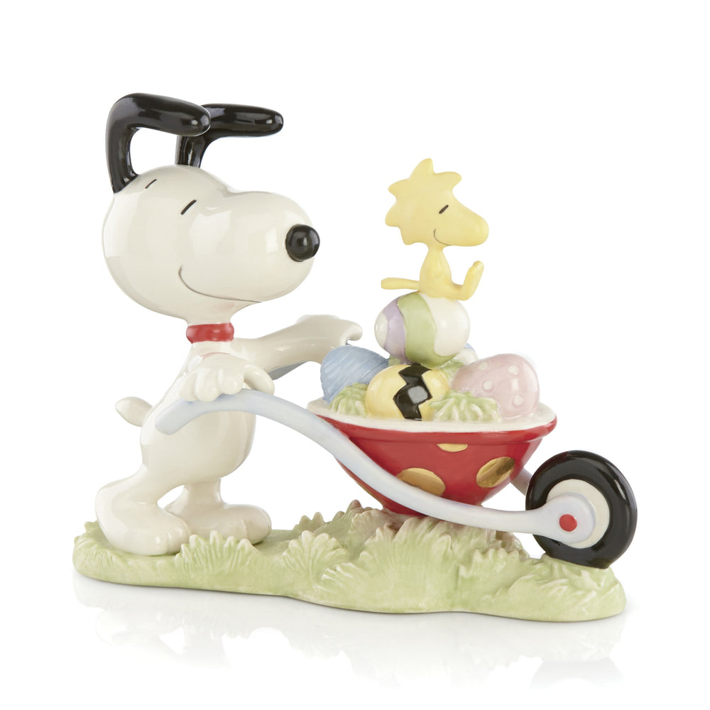 Lenox Snoopy Easter Wheelbarrow Peanuts Porcelain Figurine with Hand-painted Eggs Gold Accents 847638