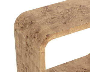Sunpan ROWENA End Table - Modern Sculptural Design with Rich Burl Veneer for Sophisticated Living Spaces 112669