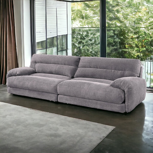 English Elm Cadenza Gray Corduroy Loveseat with Removable Pillow Covers, Rolled Arms, Plush Foam Seating B2726S00162