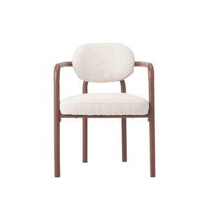 English Elm Indoor Beige Upholstered Dining Chairs Set of 2 with Woodgrain Metal Frame Walnut N772P390411W