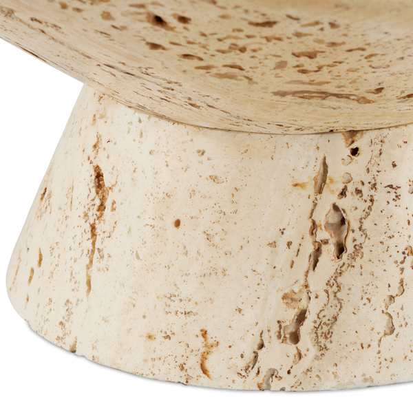 Lubo Travertine Bowl – Elegant Tan Centerpiece with Unique Swirling Design for Modern Decor