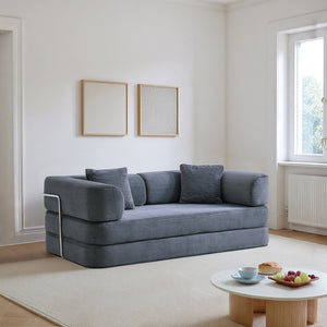 English Elm Floor Sofa Bed Modular Corduroy Convertible Lounge with Steel Frame for Living Room Antique Gray W3565P397201