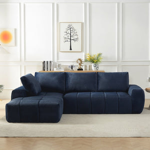 English Elm Faux Fur Tufted Oversized Sectional Plush Sleeper Sofa for Living Room Lounge W2339S00061