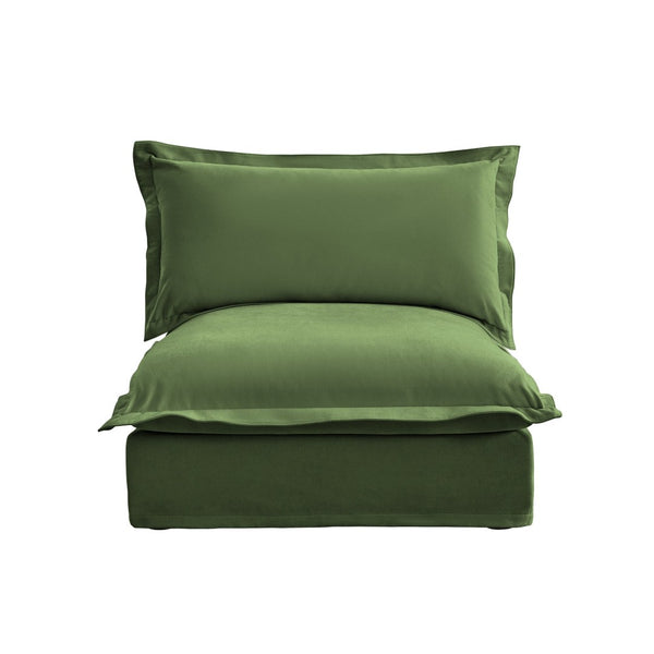 English Elm Koala Armless Chenille Sofa Deep Seat Wraparound Pillows for Modern Living Rooms Green W3041P240136