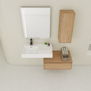 English Elm 30 Inch Wall-Mounted Bathroom Vanity With Resin Sink, Soft Close Drawer & Storage Cabinet - Modern Design W999S00267