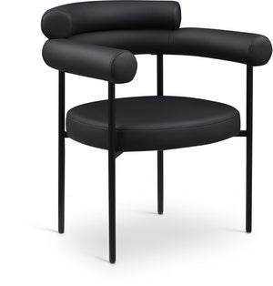 Meridian Furniture Blake Vegan Leather Dining Chair with Curved Back and Matte Black Iron Frame Support Black 847Black-C
