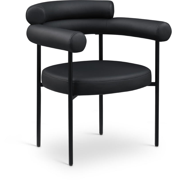 Meridian Furniture Blake Vegan Leather Dining Chair with Curved Back and Matte Black Iron Frame Support Black 847Black-C