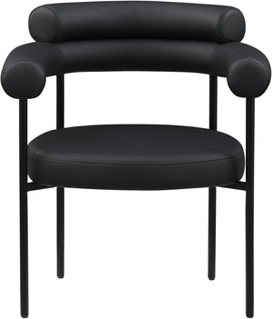 Meridian Furniture Blake Vegan Leather Dining Chair with Curved Back and Matte Black Iron Frame Support Black 847Black-C