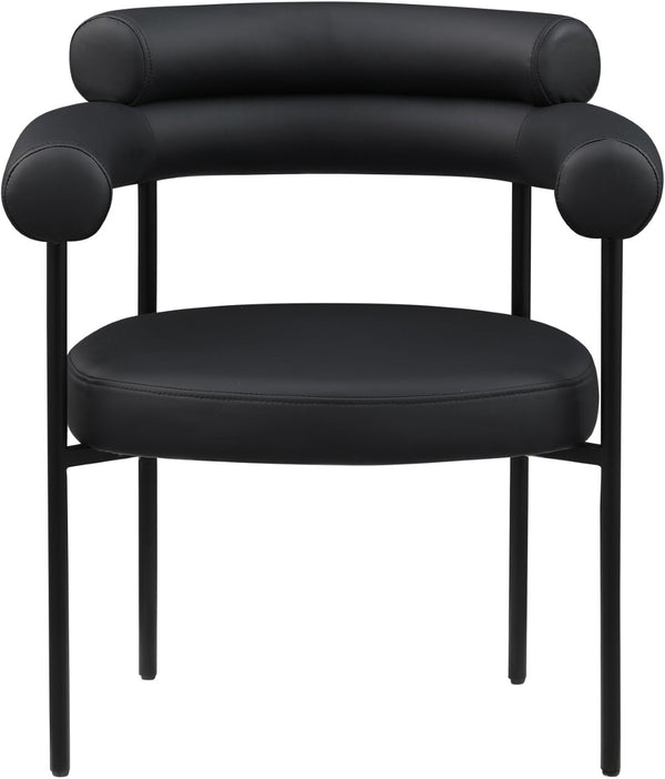 Meridian Furniture Blake Vegan Leather Dining Chair with Curved Back and Matte Black Iron Frame Support Black 847Black-C