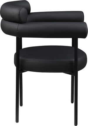 Meridian Furniture Blake Vegan Leather Dining Chair with Curved Back and Matte Black Iron Frame Support Black 847Black-C