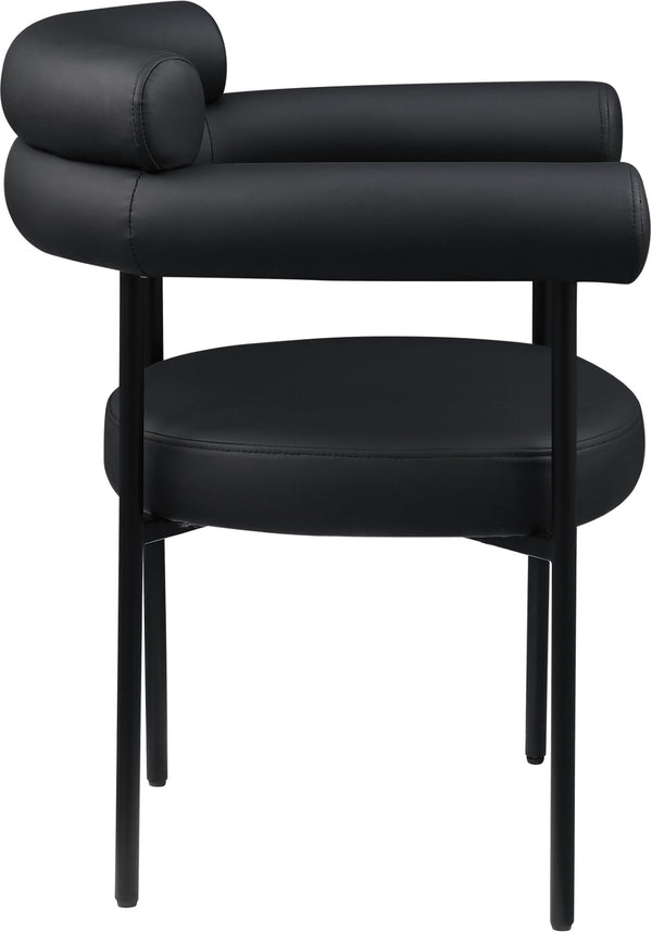 Meridian Furniture Blake Vegan Leather Dining Chair with Curved Back and Matte Black Iron Frame Support Black 847Black-C