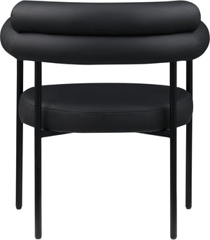 Meridian Furniture Blake Vegan Leather Dining Chair with Curved Back and Matte Black Iron Frame Support Black 847Black-C