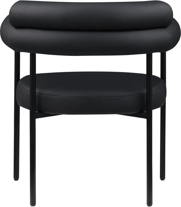 Meridian Furniture Blake Vegan Leather Dining Chair with Curved Back and Matte Black Iron Frame Support Black 847Black-C
