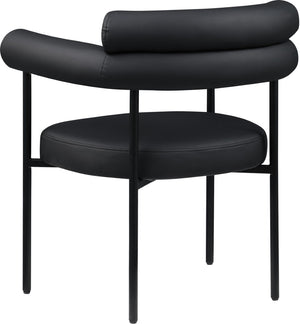 Meridian Furniture Blake Vegan Leather Dining Chair with Curved Back and Matte Black Iron Frame Support Black 847Black-C