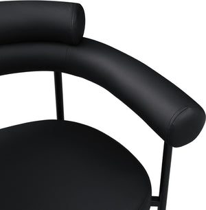 Meridian Furniture Blake Vegan Leather Dining Chair with Curved Back and Matte Black Iron Frame Support Black 847Black-C