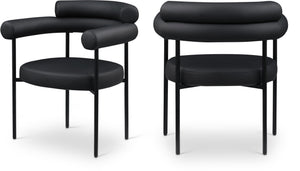 Meridian Furniture Blake Vegan Leather Dining Chair with Curved Back and Matte Black Iron Frame Support Black 847Black-C