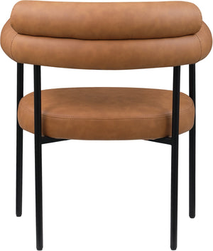 Meridian Furniture Blake Vegan Leather Dining Chair with Curved Back and Matte Black Iron Frame Support Cognac 847Cognac-C