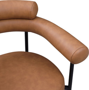 Meridian Furniture Blake Vegan Leather Dining Chair with Curved Back and Matte Black Iron Frame Support Cognac 847Cognac-C