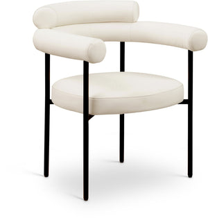 Meridian Furniture Blake Vegan Leather Dining Chair with Curved Back and Matte Black Iron Frame Support Cream 847Cream-C