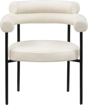 Meridian Furniture Blake Vegan Leather Dining Chair with Curved Back and Matte Black Iron Frame Support Cream 847Cream-C