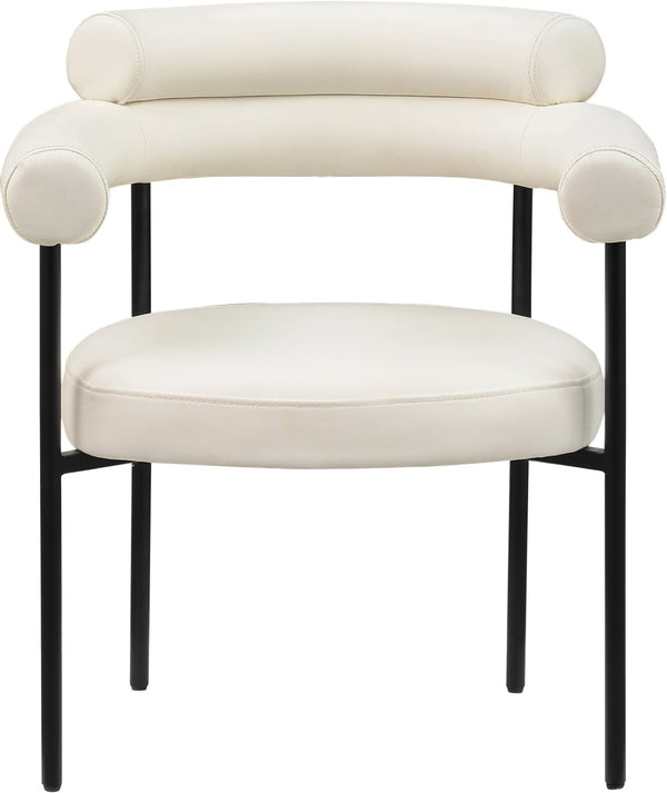 Meridian Furniture Blake Vegan Leather Dining Chair with Curved Back and Matte Black Iron Frame Support Cream 847Cream-C