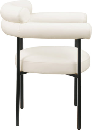 Meridian Furniture Blake Vegan Leather Dining Chair with Curved Back and Matte Black Iron Frame Support Cream 847Cream-C